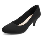 Greatonu Womens Round Toe Court Shoes Kitten Heel Shoes Low Heels for Women Pumps Shoes Closed Toe Office Dress Shoes Wedding Heels Black Suede Size 5