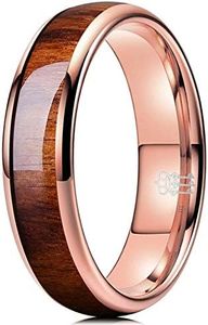 THREE KEYS JEWELRY 4mm 6mm 8mm Black Tungsten Wedding Ring Domed with Real Koa Wood Inlay, Non-Precious Metal, not known