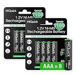 HiQuick AAA Rechargeable Batteries 1100mAh, 8 AAA Rechargeable Battery 1.2V High Performance, Retailer Package