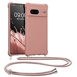kwmobile Crossbody Case Compatible with Google Pixel 7 Case - TPU Silicone Cover with Strap - Mother of Pearl