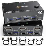 KVM Switch 2 Computer 2 Monitors, HDMI + Displayport Dual Monitors KVM Switcher Supports 4K@60Hz for 2 Computers Share Keyboard, Mouse and Monitor…