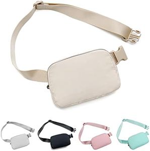 Belt Bag Waist Pack Bum Bag Crossbody Fanny Pack for Women and Men with Adjustable Strap Small Waist Pouch for Travel Workout Running Hiking(Off White)