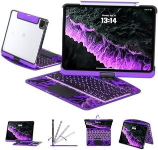 Transparent Case with Keyboard for iPad Air 13 Inch (M4/M3/M2, 2026/2025/2024), iPad Pro 12.9 (6/5/4/3 Gen),7-Color Backlit,Magic wireless Keyboard, 360°Rotating,with trackpad,Pencil Holder,Purple