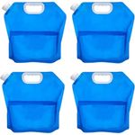 Collapsible Water Tank Container 4 Pack 1.3 Gallon/5L, No-Leak Portable BPA Free Food Grade Plastic Storage Jug for Camping, Hiking, Travel, Emergency Survival Kit Bonus 2 Pcs Caps (4Pcs 5L, Blue)