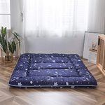 MAXYOYO Japanese Floor Mattress Futon Mattress, Thicken Tatami Mat Sleeping Pad Foldable Roll Up Mattress Dormitory Mattress Pad Floor Lounger Pillow Bed (Blue Star, Single)