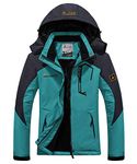 donhobo Womens Waterproof Jacket Winter Warm Fleece With Hood Windproof Camping Hiking Coat(Blue, XL)