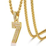 U7 Jersey Number Necklace for Men Teen Boys 18K Gold Plated Chain Full Iced Big Initial Digit Number Pendant Hip Hop Baseball Football Basketball Number 7 Necklace for Athelets Sport Player