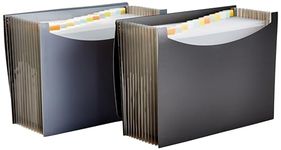 Amazon Basics Expanding Organizer File Folder, Letter Size - Black/Gray (2-Pack)