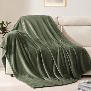 BEAUTEX Fleece Throw Size Blanket for Couch Sofa or Bed, Soft Fuzzy Plush Luxury Flannel Lap Blanket, Super Cozy and Comfy for All Seasons (Olive Green, 50" x 60")