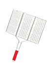 black sparrow Stainless Steel Barbecue Grill Net Basket Roast Grilling Tray Chromium Plated BBQ Grill Net Basket with Long Wooden Handle Barbecue Mesh Pan for Fish,Meat,Vegetable, Shrimp and Food