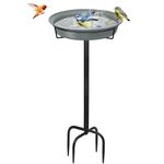 Giyiprpi Bird Bath, Feeding Bowl, Water Point, Standing, 35.5 Inch Bird Bath, Garden for Wild Birds, Water Bath for Birds, Bird Bath, Large, Frost-Proof, Winterproof, Bird Bath (Grey)