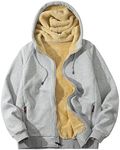 Flygo Hoodies for Men Zip Up Winter Fleece Sherpa Lined Sweatshirt Warm Jacket(Light Grey-3XL)