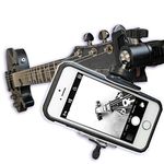 Guitar Headstock Clip On Mount with Ball Head Joint ~ For SmartPhones & Most Cameras ~ Close Up Home Recording ~ Plus Guitar Pick Holder Keyring