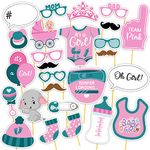 Party Propz Baby Shower Photobooth - 26 Pcs | Baby Shower Photo Booth Props | Baby Shower Photo Shoot Props | Baby Shower Props | Baby Shower Props Family | Baby Props for Photoshoot