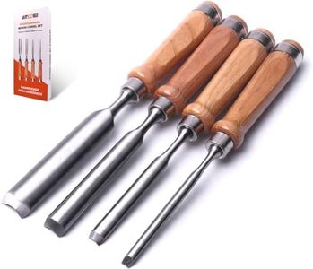 ATOPLEE 4 Pieces Wood Chisel Set for Woodworking, Professional Wood Chisel Tool Carpenter Gouge CR-V Steel Semi-Circular Edge Sharp Blade 8mm(5/16")/12mm(1/2")/18mm(3/4")/25mm(1") (Full Size-4PCS)