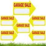 Barydat 6 Pcs Yard Sale Signs with Stakes Double Sided Waterproof Yard Sale Sign with Arrows Plastic 12 x 16 Inch Neon Yellow High Visibility Signs for Yard Garage Sale Outdoor Yard (Garage Sale)