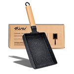 Tamagoyaki Pan Square Japanese Omelette Pan,Non-stick Egg Roll Pan,Rectangle Frying Pan Wood Handle,with Silicone Brush & Solid Wood Spetula,black