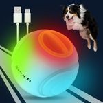 Xeuch Light Up Dog Balls, LED Dog Toy Ball Rechargeable, Bounce-Activated Durable Fetch Ball Grow in The Dark, Night Glowing Toy, Natural Rubber, Color Changing LED, 2.5 inches (Orange)