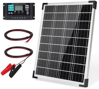 Solar Panel 20W 12V Monocrystalline Waterproof Solar Panel Kit with 10A Charger Controller for RV Trailer Car Rooftop Farm Battery and Other Off-Grid Applications