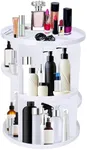 Bins & Things 360 Rotating Makeup Organizer - Adjustable Makeup Tower - Countertop Rotating Bathroom Organizer - Spinning Makeup Organizer & Skincare Organizer - 12" x 9" (White)