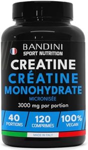 Bandini® Créatine Monohydrate 3000mg Vegan - Augmente les Performances Physiques & la Force Musculaire - Booster Musculation Puissant Sportifs et Athlètes - Creatine 120 Comprimés Micronisée 100% Pure