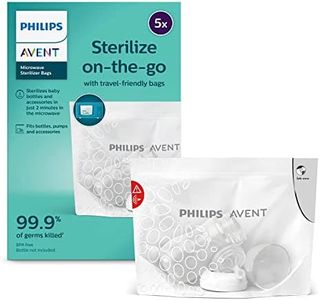 Avent Philips Microwave Sterilizing Bag Scf297/05 | Kills 99.9% Germs | Sterilizes Bottles, Breast Pump and Baby Products in 90 Sec | 100 Sterilization Cycle in One Pack | Pack of 5 Bags (White)