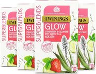 Twinings Superblends Glow Tea - Strawberry & Cucumber Green Tea with Aloe Vera & Biotin for Skincare & Hair Care, 80 x Biodegradable Tea Bags