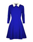 Gum & Berries Girls Collar Swing Dress Long Sleeves Flare Franki A Line Midi Skater Dresses Kids Uniform Top Royal Blue 13-14 Years