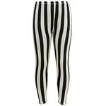 A2Z 4 Kids Girls Legging Comic Graffiti Floral Leopard Tartan - Legging Vertical Stripes B & W 9-10