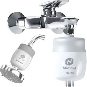 NIXY HUB Premium Shower Filter - Water Softener for Bathroom | 5 Years Warranty | Hard Water Softener For Tap Water Filter | For Borewell/Tanker/Municipal Water (Single Cartridge)