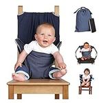 The totseat portable travel high chair (100% cotton denim blue) | Convenient, quick and easy,fitting all dining chairs (6-30 months) | Material chair harness so compact it will fit in your bag | Machine washable