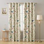 Cloth Fusion Printed Blackout Curtains 7 Feet Long Set of 2 Room Darkening Door Curtain with Grommet (White Forest)