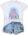 Magic Kingdom Shirts Castle T Shirts for Women Princess Castle Shirt Funny Vacation Trip Tee Casual Holiday Top, White, XX-Large