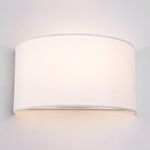 HARPER LIVING Wall Light with Switch, E27 ES Wall Wash Reading Lamp with White Semi-Circle Fabric Shade, Bedside Wall Sconce for Bedroom, Living Room, Hallway, Hotel