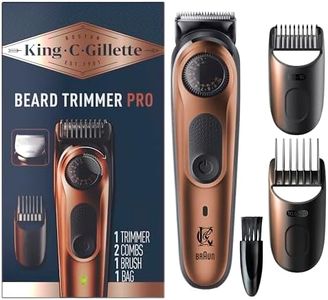 King C. Gillette Beard Trimmer PRO, 40 Length Settings, Cordless Design, Holiday Gifts for Men, 1 Trimmer, 1 Brush, 2 Combs, 1 Charger and 1 Zip Pouch