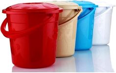 Best House 5 LT Plastic Water Bucket with Lid, Water Bucket Bin Container - 2 Pcs (Color May Vary)