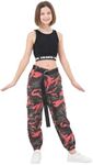 lontakids Girls Hip Hop Clothes 2 Piece Outfits Crop Tops Camouflage Jogger Pants Set Jazz Street Dancewear, Drak Pink, 12-14