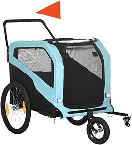 Aosom 2-in-1 Dog Bike Trailer Pet Stroller Carrier for Large Dogs with Hitch, Quick-Release Wheels, Foot Support, Pet Bicycle Cart Wagon Cargo for Travel, Blue