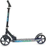 Zinc Big Wheeled Light Up Brillz Scooter - Light Up Deck, Stem, 20 Light Functions, Smooth Ride, Folding, Adjustable Height, Front & Rear Mudguards, 8+, 75kg Capacity, Black