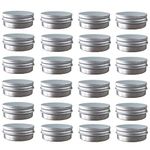 JOYWEE Aluminum Tin Jars, Cosmetic Sample Metal Tins Empty Container Bulk, Round Pot Screw Cap Lid, Small Ounce for Candle, Lip Balm, Salve, Make Up, Eye Shadow, Powder (24 Pack.5 Oz/15ml)