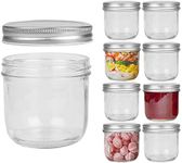 FRUITEAM 8 oz Wide Mouth Mason Jars with Lids -Set of 8, Transparent Clear Glass Canning Jar Ideal for Jams, Jellies, Conserves, Preserves, Fruit Syrups, Chutneys, and more Pizza Sauce