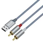 DCHAV USB to RCA Audio Cable USB Type-A to 2 RCA Adapter Cord Male to Male RCA Y Splitter for Speaker DVD Player Car Stereo Home Theater Laptop Computer Amplifier with Nylon Braided Wire 4ft