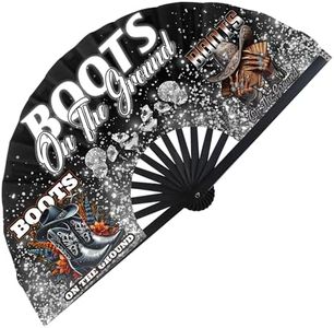 Xtuleath Boots On The Ground Hand Fan,Where Them Fans At Folding Fans,Clapping Clacking Fans For Line Dancing Unique Oriainal Pattern for Party Props Perfect Gifts for Line Dance Lover (Style 1)