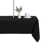 LUSHVIDA Outdoor and Indoor Tablecloth - Washable Waterproof Wrinkle Free Table Cloth with Zipper and Umbrella Hole for Spring/ Summer/ Party/ Picnic/ BBQS/ Patio (Rectangle 60x120 inch, Black)