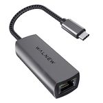 WALNEW USB-C 2.5gb Ethernet Adapter, USBC to RJ45 LAN Connector,2.5 Gigabit Network Cable Converter Thunderbolt 3 for NAS Server,Mac,iMac,MacBook Pro,iPad Air,Dell XPS 17 15,Surface Laptop,Chromebook