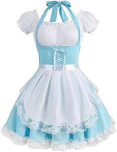 Colorful House Women French Maid Costume Plus Size Anime Maid Outfit Cosplay Lolita Fancy Maid Dress Halloween Costumes for Adults(Blue,3XL/4XL)