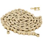 Bike Chain Replacement, 116 Links Universal 6/7/8 Speed High Strength Bike Chain Bicycle Derailleur Chain for Mountain Bike, Road Bikes(Gold)