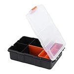 BORDSTRACT Hardware Organizer Box with Dividers, Double Layer Plastic Tools Storage Box for Components, Nails, Screws, and Bolts