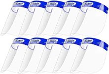 Requisite Needs Transparent Safety Face Shield Full Protection Cap Wide Visor | Easy to Clean | Protective Film MUST Be Peeled Off 10PK