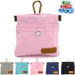 COSOWO Dog Treat Pouch, Hand Free Dog Training Treat Bag with Carabiner & Magnetic Buckle, Auto Closing Dog Walking Bag for Puppy Travel or Outdoor Use, Pet Feed Snack Reward Pocket, Pink